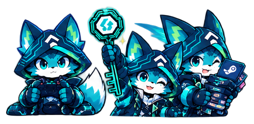 Phantom Wolf Mascot with Steam Keys